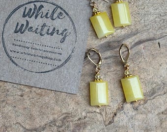 Yellow Jade and 14k gold filled earrings