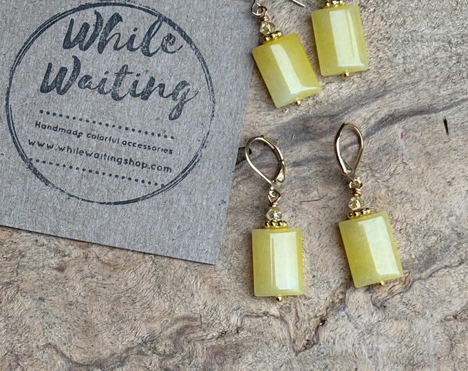 Yellow Jade and 14k gold filled earrings