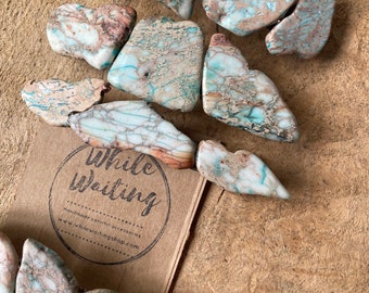 Extra Large Stone Hair Barrette: Tan Turquoise Druzy Clip (4 Inch)