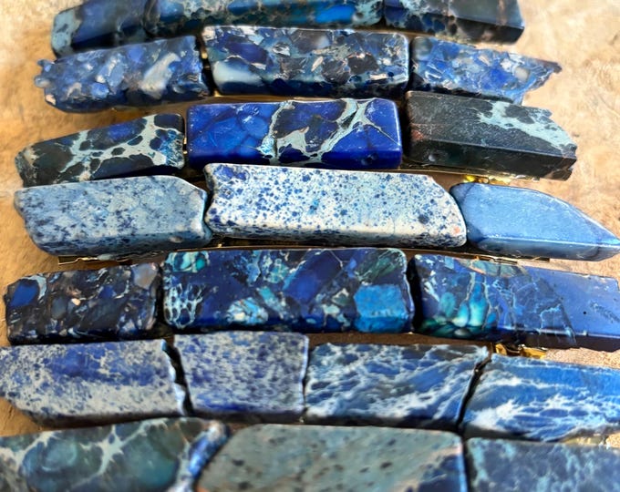 Navy Blue Stone Hair Barrette: Lapis Lazuli Style Druzy Clip