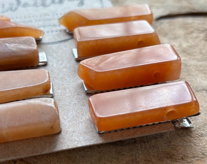 Small Red Aventurine Stone Hair Clip:  Gemstone Boho Hair Accessory