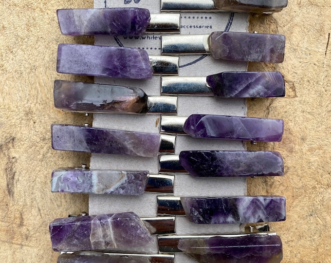 Purple Stone hair clip/ amethyst hair clip/ druzy hair clip/ hair accessory / raw stone hair clip/ boho hair clip