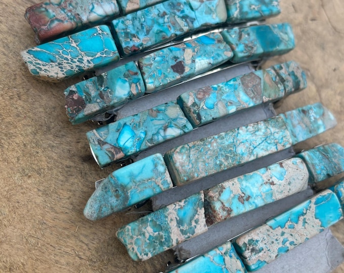 Turquoise Stone hair clip/ turquoise hair barrette / druzy hair clip/ hair accessory / raw stone hair clip/ boho hair clip/ hair barrette