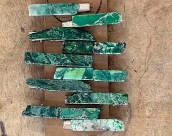 Jasper Stone Hair Clip: Emerald Green Boho Accessory