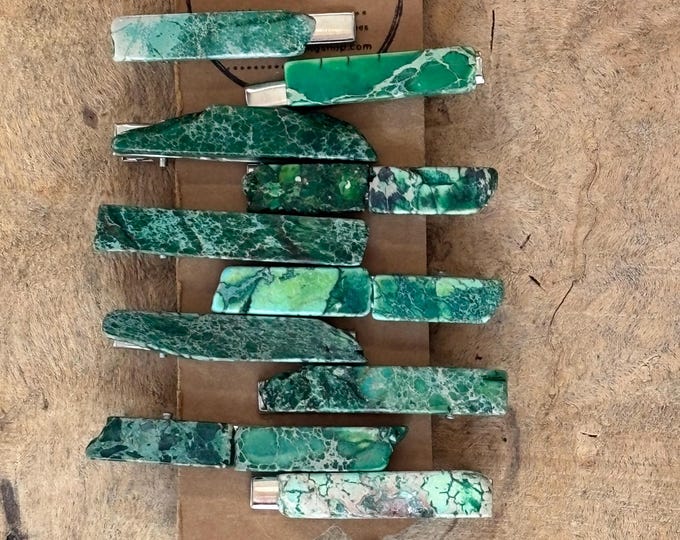 Jasper Stone Hair Clip: Emerald Green Boho Accessory