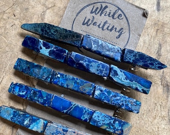 Extra large blue stone hair clip/ lapis lazuli hair barrette / druzy hair clip/ hair accessory raw stone hair clip/ hair clip/ hair barrette