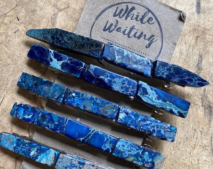 Extra large blue stone hair clip/ lapis lazuli hair barrette / druzy hair clip/ hair accessory raw stone hair clip/ hair clip/ hair barrette