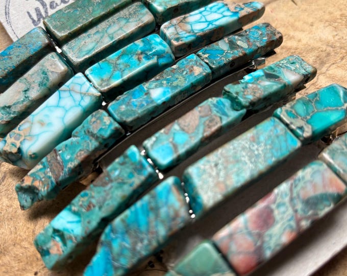 Turquoise Stone Hair Barrette: Boho Silver Tone Hair Clip
