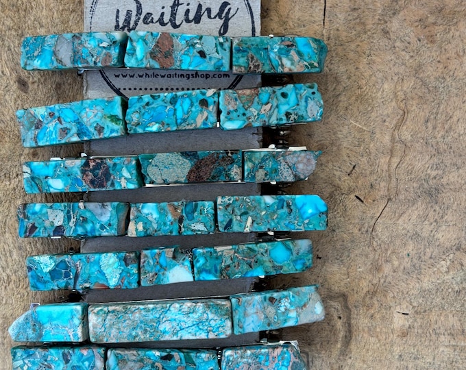 Turquoise Stone Hair Barrette: Boho Silver Tone Hair Clip