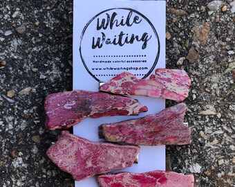 Red Jasper Stone Hair Clip: Boho Alligator Clip Accessory