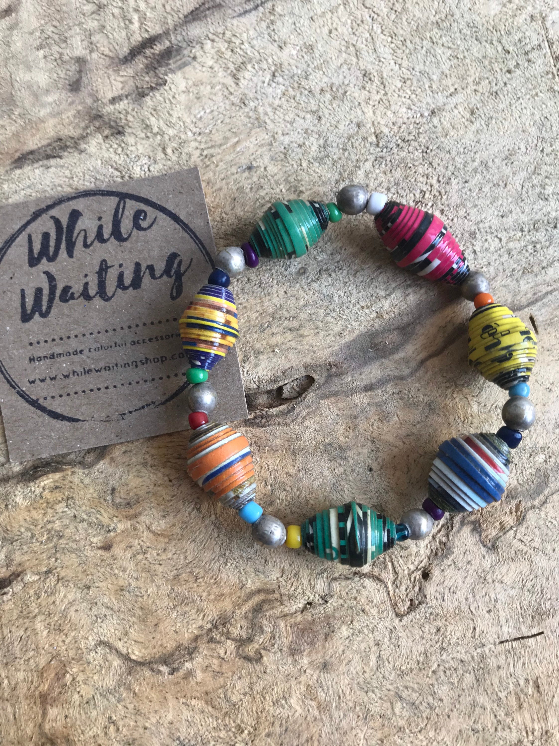 Vintage lot of paper made beaded necklaces and bracelets