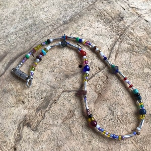 Multi colored and silver boho anklet / seed bead anklet/ beach jewelry/ summer accessories