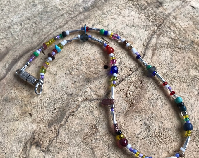 Multi colored and silver boho anklet / seed bead anklet/ beach jewelry/ summer accessories