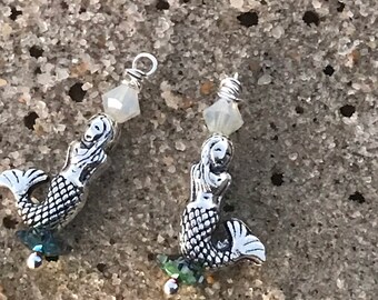 AQUALITYS Orecchini a Forma di Sirena di Cristallo con Piercing in Argento Sterling 925 per Donne, Ragazze, Festa di Nozze, Gioielli Femminili, predefiniti