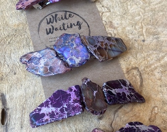 Purple Stone Hair Barrette: Raw Jasper Boho Hair Clip