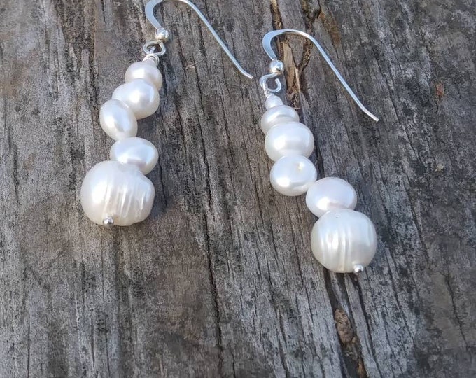 Pearl earrings- white /bridesmaids jewelry/ pearl jewelry classic pearls sterling silver/ bridal jewelry