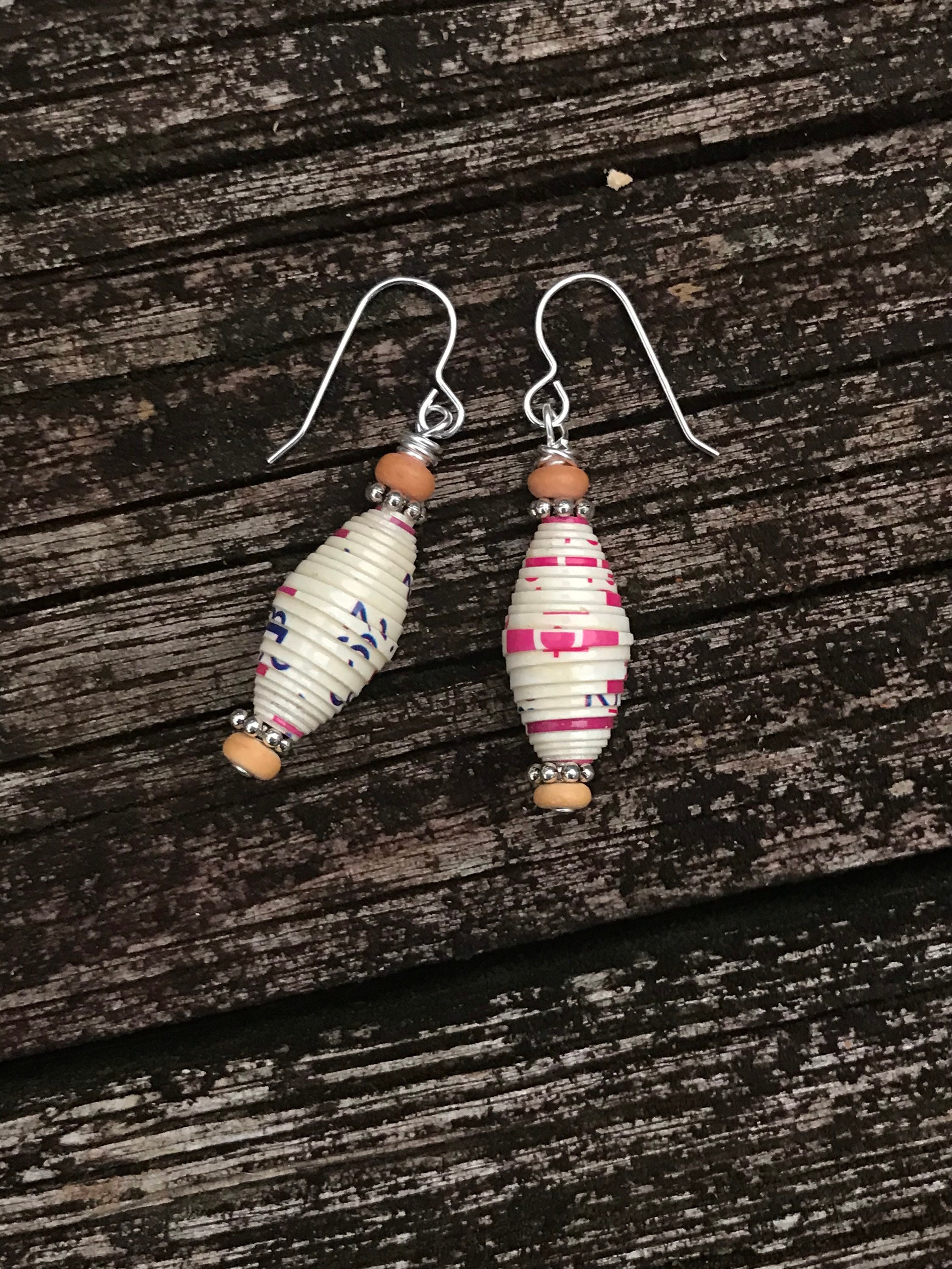 Lamu Sterling Silver and Paper Bead Earrings - Dalasini