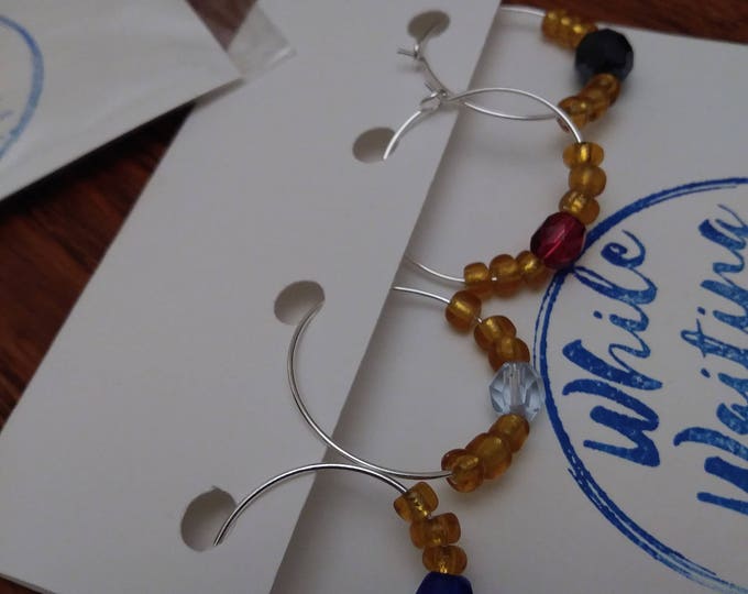Wine glass charms- festive rich colors set of 4