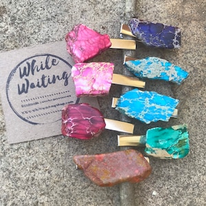 Jasper Stone Hair Clip: Raw Gemstone Boho Hair Accessory