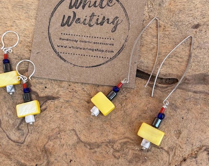Mondrian inspired modern earrings