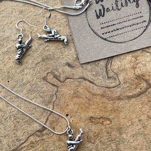 Karate Necklace & Earring Set: Silver Plated Martial Arts Jewelry