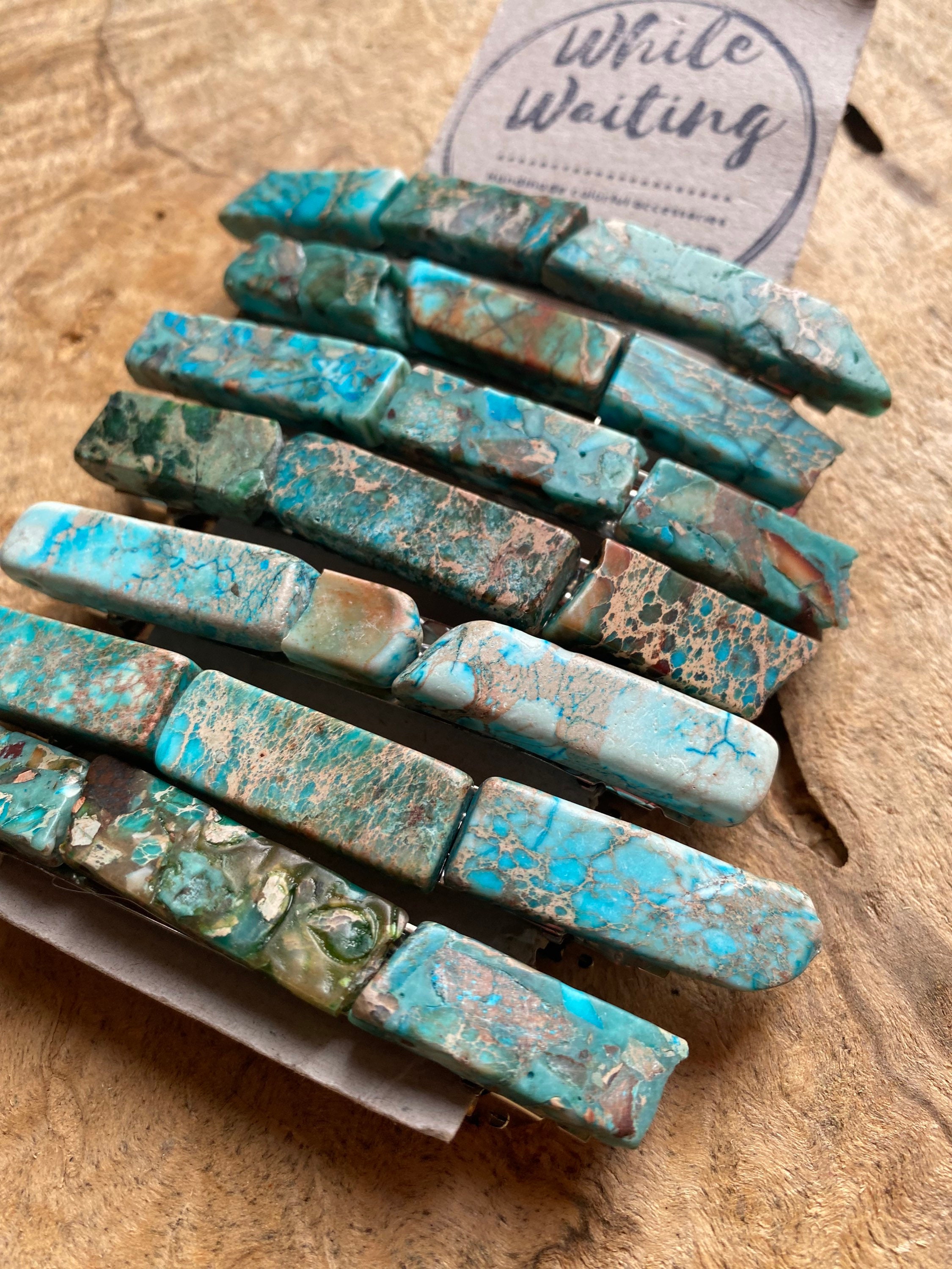 Turquoise Stone hair clip/ turquoise hair barrette / druzy hair clip