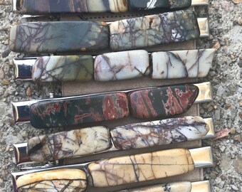 Boho Polished Stone Hair Clip: Natural Veined Alligator Clip (3 inches)