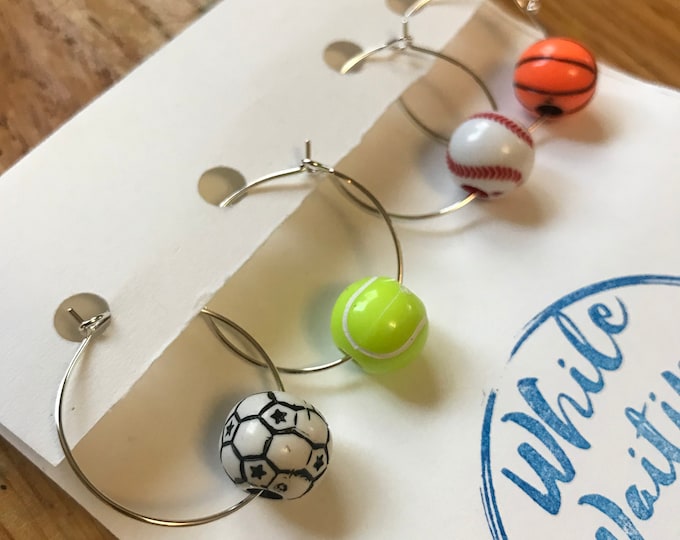 Sports wine charms/ tennis wine charms/ hostess gifts