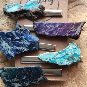 3 inch Stone hair clip/ turquoise hair clip/ druzy hair clip/ hair accessory / blue purple stone hair clip/ boho hair clip