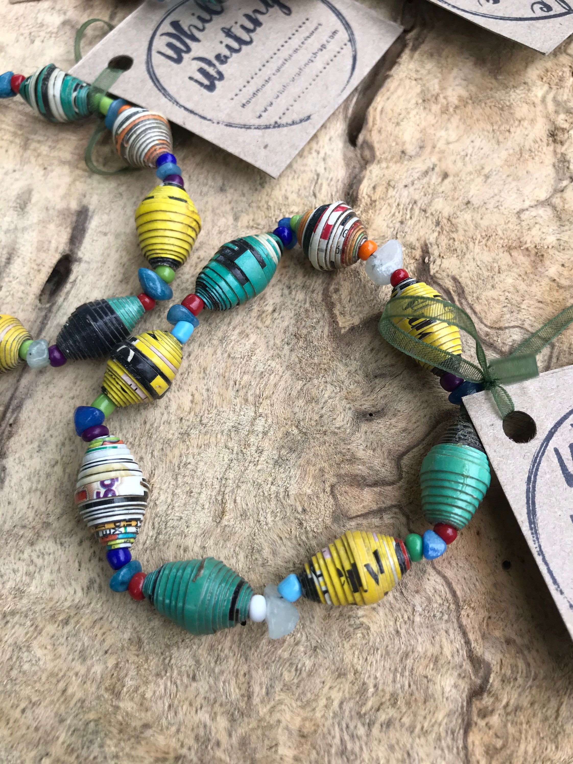 Wholesale / bulk bracelets/ recycled paperbead bracelets/ green