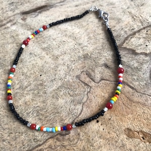 Black and multi colored boho anklet / seed bead anklet/ beach jewelry/ summer accessories