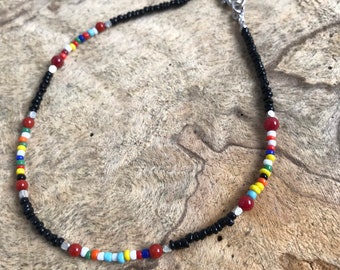 Black and multi colored boho anklet / seed bead anklet/ beach jewelry/ summer accessories