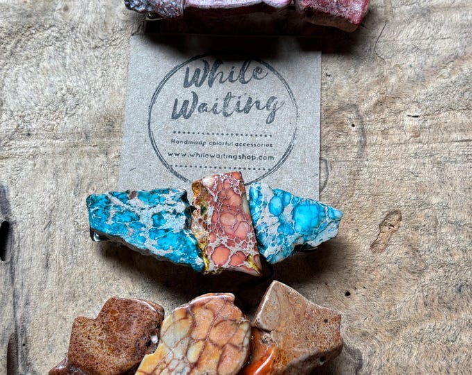 Orange Jasper Stone Hair Barrette: Boho Hair Accessory