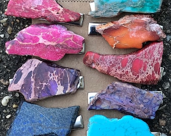 Jasper Stone Hair Clip: Raw Gemstone Alligator Clip, Boho Accessory