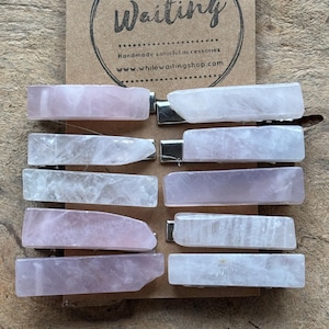 Rose Quartz Hair Clip: Pink Stone Barrette, Sleek Alligator Clip (1.5 inch)