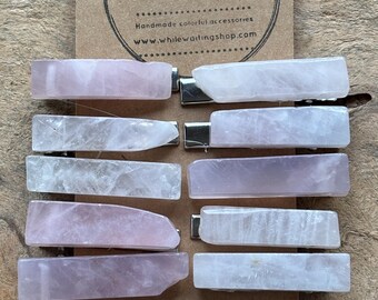 Rose Quartz Hair Clip: Pink Stone Barrette, Sleek Alligator Clip (1.5 inch)