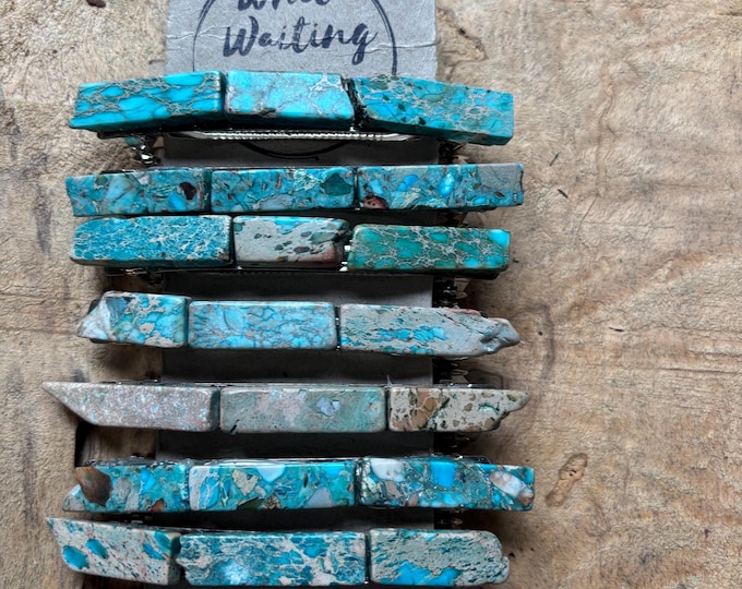 Extra Large Turquoise Stone Hair Barrette: Aqua Druzy Clip (4 Inch)