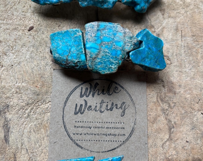 Turquoise Stone Hair Clip: Boho Barrette with Dyed Howlite & Jasper