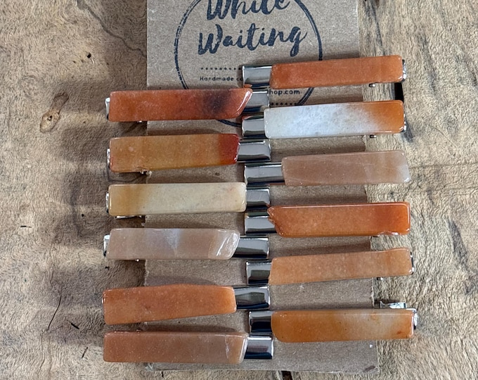 Red Aventurine Stone Hair Clip:  Gemstone Boho Hair Accessory