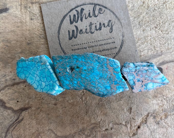 Extra Large Turquoise Hair Barrette: Raw Stone Western Hair Clip (4 Inch)