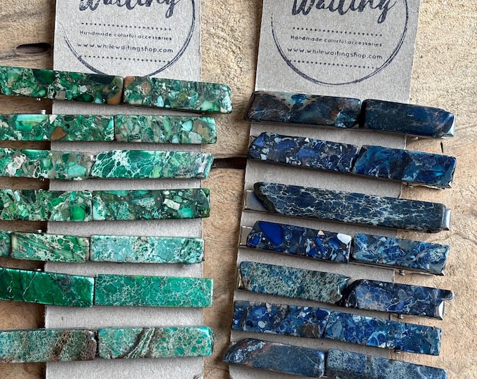 Jasper Stone Hair Clip, Unique Boho Alligator Clip