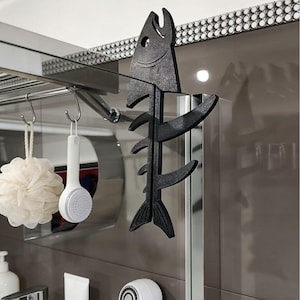 3D Printed Fishbone Hook, Shower Door Clip Glass Hanger,Customizable Colors