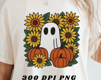 Preppy Floral Ghost png, Retro Ghost Png Svg Bundle, Fall Ghost png, Autumn png, Fall Girly png, Fall Sublimation, Ghost Tshirt png