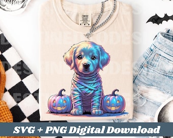 Halloween Golden Retriever Png, Halloween Hund Sublimationsdesign, Glitzer Welpe Png, Kinder T-Shirt-Design, Hundeliebhaber Png, süßer Hund Png svg