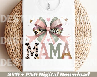 Mama Leopard Coquette Bow PNG, Leopard Mama png, Varsity Mama png, Mama Shirt Png, Retro Mama Png, Mama png, fall mama shirt Png Sublimation