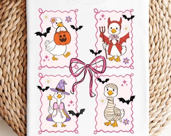 Preppy Goose Halloween png sublimation, Goose Shirt png, Gorly Coquette halloween Goose png, Spooky Goose png, Goose png, Ghost Goose Png