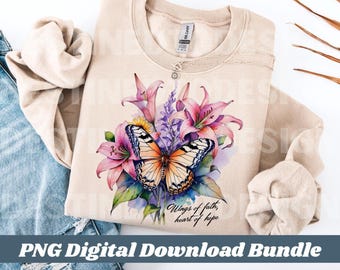 Puissant ensemble d'écritures chrétiennes PNG, verset de la Bible Sublimation florale, Sublimation populaire de PNG chrétiens, modèles de t-shirt Jésus