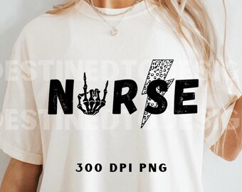 Nurse Png, Nurse Sublimation Png File, Nurse tshirt Design, Retro Nurse Png, Halloween Nurse Png, Nurse Gift Png, Rock skeleton png, DTF