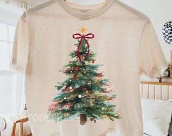Colorful Christmas Tree PNG Hand drawn doodle Png Brush strokes Coquette Pink Bow Faux glitter Gold Festive Ornament Art Holiday Projects