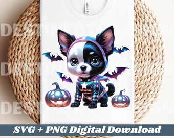 Irisierender Hund Png, Halloween Hund Sublimationsdesign, Glitzer Welpe Png, Kinder T-Shirt Design, Hundeliebhaber Sweatshirt Png, süßer Hund Png svg